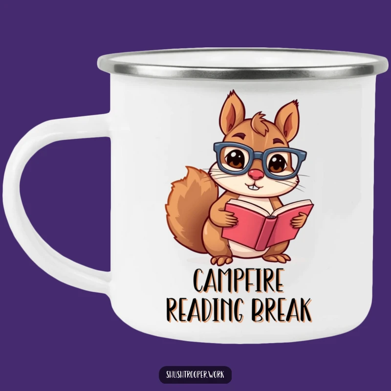 Funny Squirrel Enamel Camping Mug: Adventure Fuel for Readers