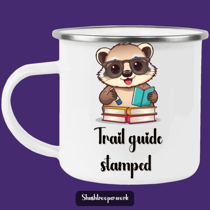 Funny Badger Librarian Camping Mug: Adventure-Ready, Hilarious Book Lover Gear