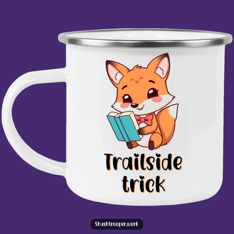 Funny Fox Enamel Camping Mug: Dapper Adventure for Readers