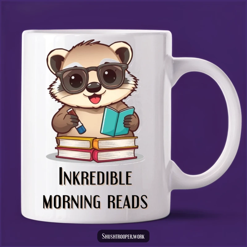 Funny Badger Librarian Mug: Enthusiastic Book Stamper Gift for Readers