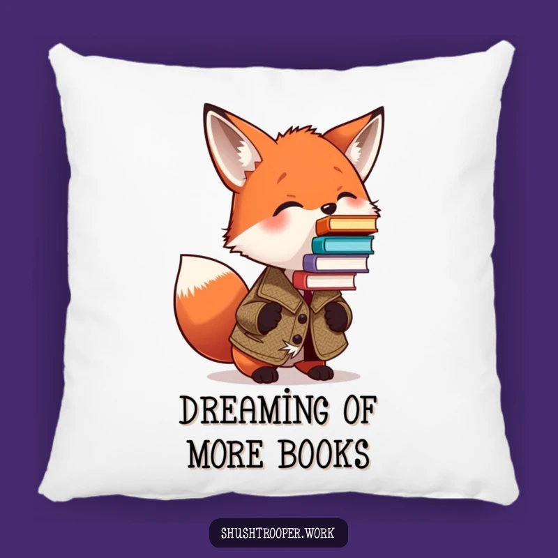 Funny Fox Literary Pillow: Cozy & Humorous Book Lover Accent