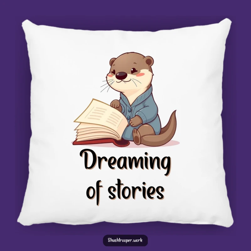 Funny Otter Librarian Pillow: Cozy Curious Cardigan Reader Giant Book Cushion