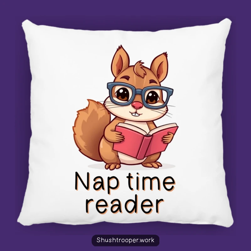 Funny Squirrel Pillow: Cozy Accent for Bookish Comfort