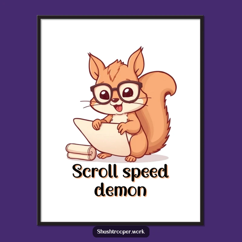 Funny Squirrel Scribe Digital Art: Cheerful Spectacled Scroll Sorter Download