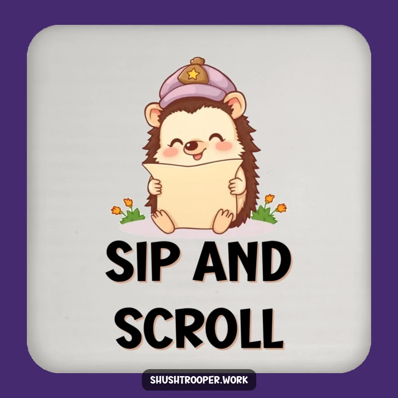 Set of Funny Happy Hedgehog Coasters: Protect Surfaces with Charm