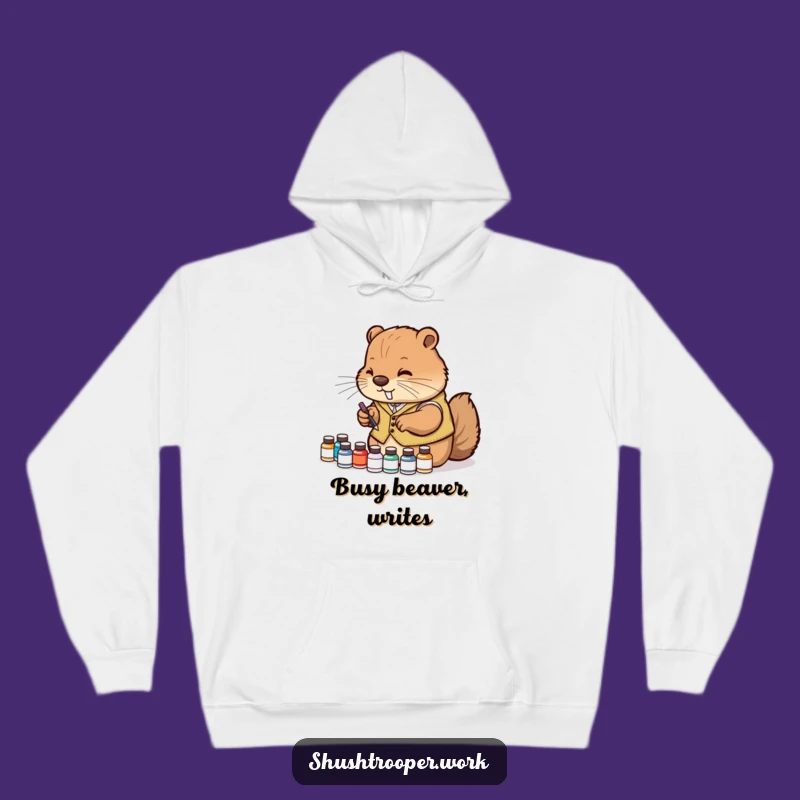 Cozy Funny Diligent Beaver Hoodie: Warm Artist's Ink Collector Gear