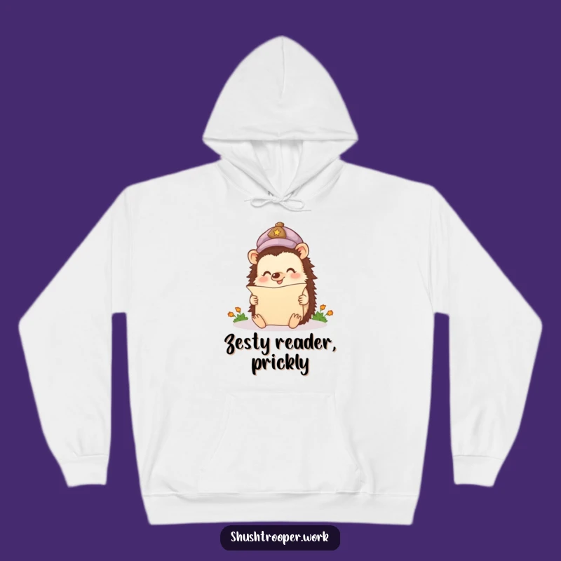 Cozy Funny Happy Hedgehog Hoodie: Warm Scholar Reader Wear