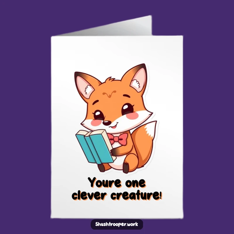 Free Printable Birthday Card: Clever Fox Balancing Book, Funny Downloadable Gift