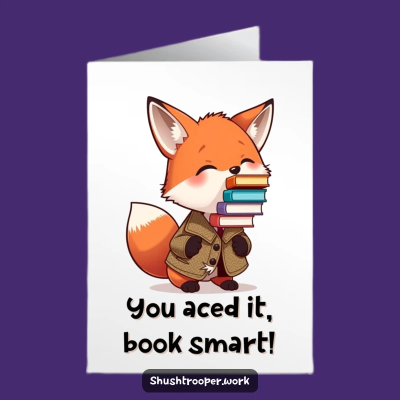 Free Printable Congratulations Card: Tweed Fox Book Balance, Perfect Downloadable Gift