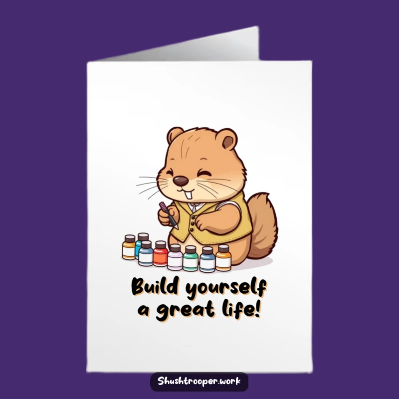 Free Printable Diligent Beaver Congrats Card - Organized Success Downloadable Gift