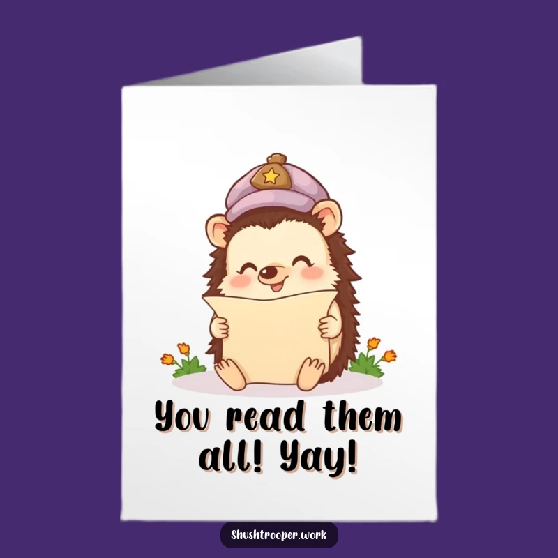 Free Printable Happy Hedgehog Congrats Card - Eager Learner Downloadable Gift