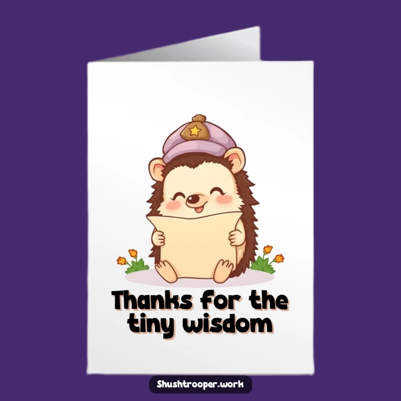 Free Printable Happy Hedgehog Thank You Card - Enthusiastic Appreciation Downloadable