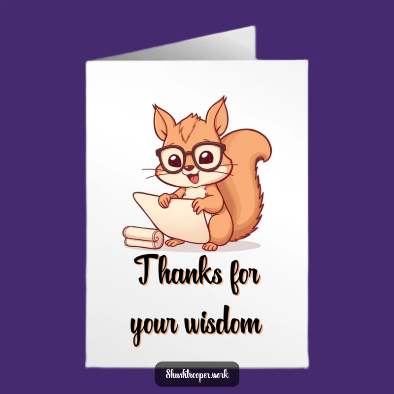 Free Printable Squirrel Scholar Thank You Card - Funny Organized Gratitude Downloadable Gift
