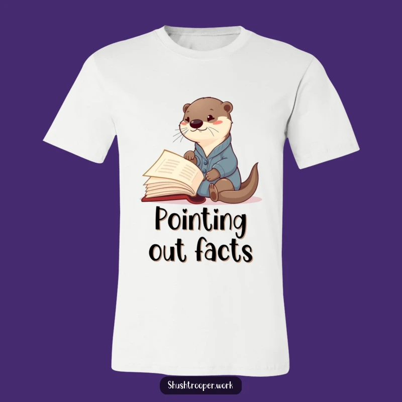 Funny Otter Librarian T-Shirt: Curious Cardigan Reader Giant Book Tee