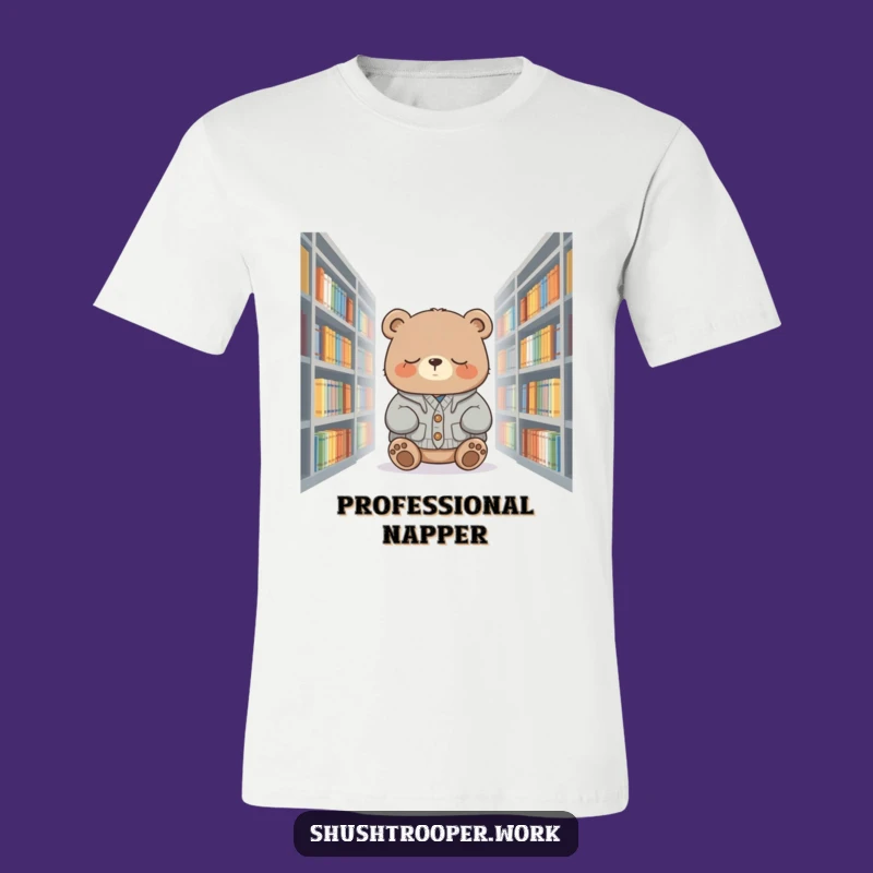 Funny Sleepy Bear T-Shirt: Comfy Library Napper Tee