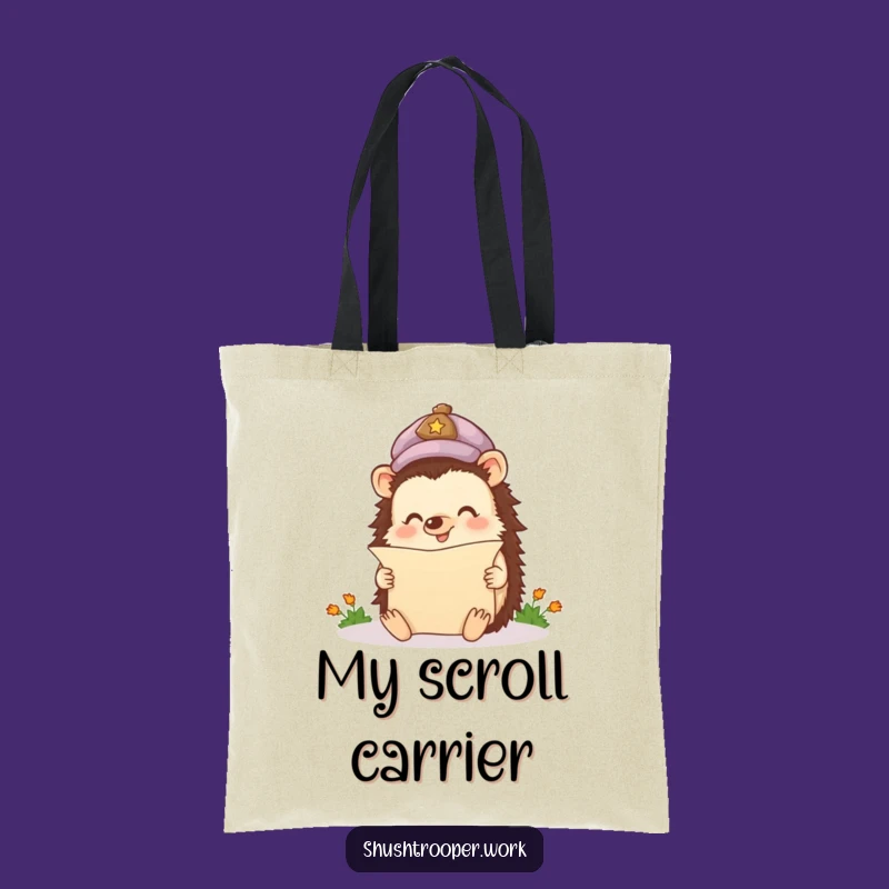 Funny Happy Hedgehog Tote Bag: Chic Reader Scholar Carryall