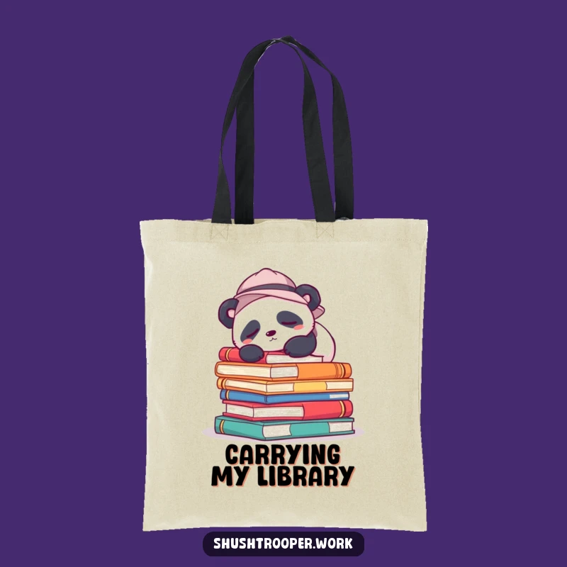 Funny Sleepy Panda Tote Bag: Chic Bookworm Panda Carryall