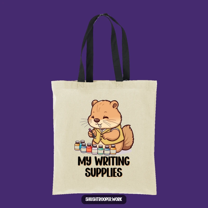 Funny Diligent Beaver Tote Bag: Chic Artist Ink Organizer Bag